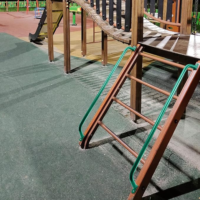 Lounsweer 2 Pcs Playground Accessories Metal Safety Handles Playhouse Ladder Handle Long Grab Handle Bars for Treehouse Rock Climbing Wall Playground (Green,39 Inch)