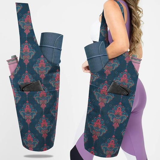 Yoga Mat Bag Yoga Tote Bag with Large Pocket and Zipper Pocket Yoga Mat Bag Carrier Fit Most Size Mats and All You Stuff