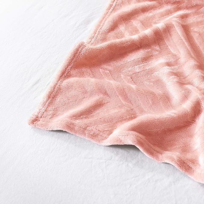 Whale Flotilla Flannel Fleece Fall Bed Blanket King Size, Pink | Lightweight Breathable Soft Bedspread, Plush Fluffy Coverlet Chevron Design Decorative Blanket for Home Life, 90x104 Inch