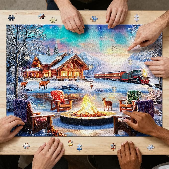 Aurora Over Snowscape Puzzles for Adults 1000 Pieces, Impossible Hard Difficult Challenging Jigsaw Puzzle 1000 Pieces, Christmas Birthday Gifts Home Decor for Adults/Friends/Family