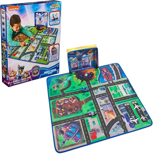 Paw Patrol: The Mighty Movie, Pup Squad Play Mat Gift Pack with Mighty Pups Chase & Vee Pup Squad Racer Toy Cars, Kids Toys for Boys & Girls Ages 3+