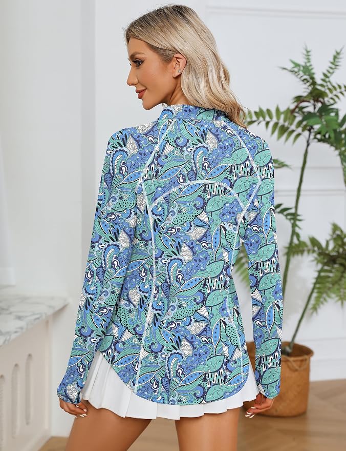 LOMON Women Long Sleeve Shirts Sun Protection 1/4 Zip Summer Quick Dry Hiking Shirts Quarter Zip Pullover for Women