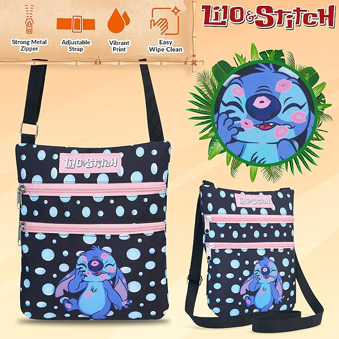 Disney Stitch Crossbody Bags for Women Teenagers Girls Purse Sling Shoulder Bag for Shopping Vacation Gifts for Her