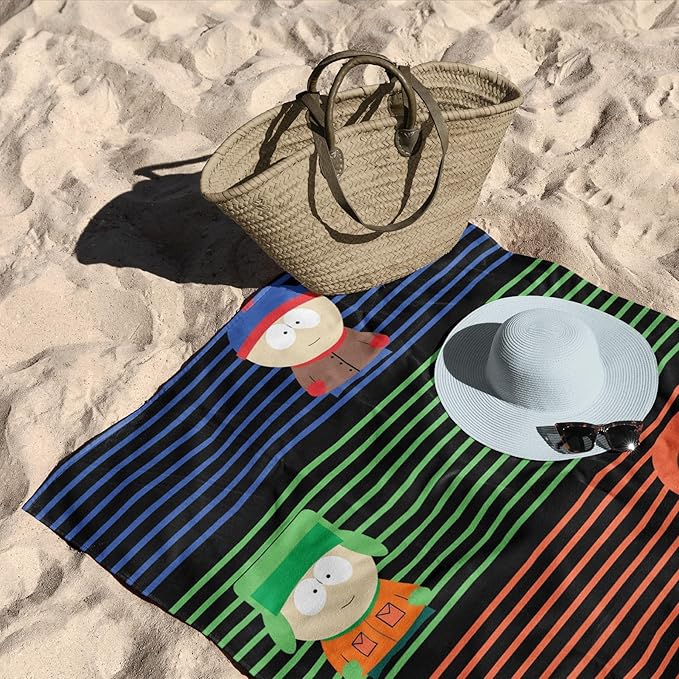 NORTHWEST South Park Beach Towel 2-Pack, Oversized, Soft, Absorbent, Sand-Free & Quick-Drying Pool Towels, Featuring Class Pic & Stripe Designs 30" x 60"