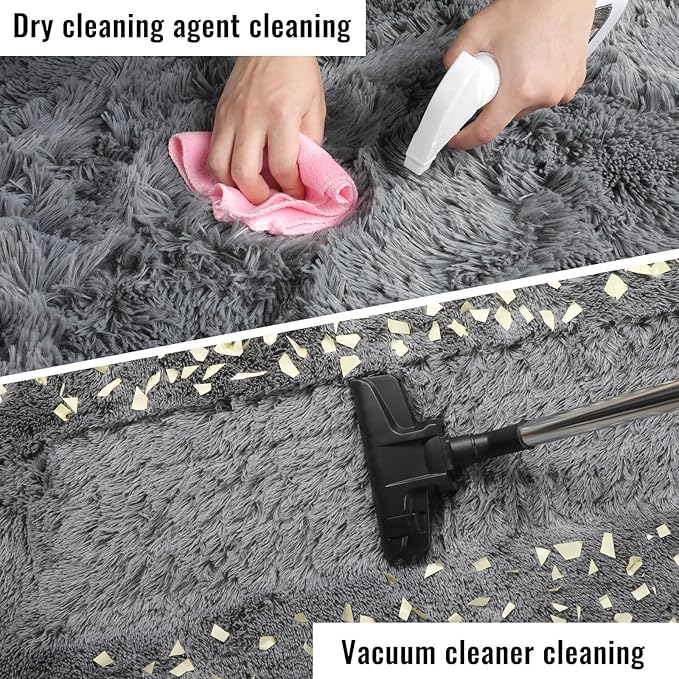 PAGISOFE Plush Area Rugs for Living Room 6x9 Ft, Ultra Soft Shaggy Grey Rugs Carpets Fluffy Rugs for Boys Bedroom Kids Room, Shag Plush Rug for Teen Dorm Decor, Home Decor Aesthetic, Nursery