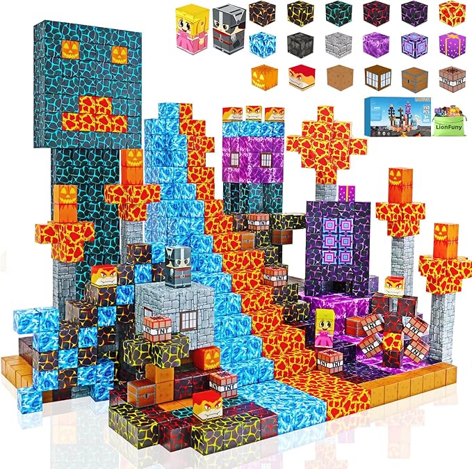 150PCS Magnetic Blocks, Magnetic Building Blocks, Magnet Blocks for Kids Age 3-5 4-8 8-12, STEM Sensory Educational Magnet Stacking Toys Boys Girls Gifts