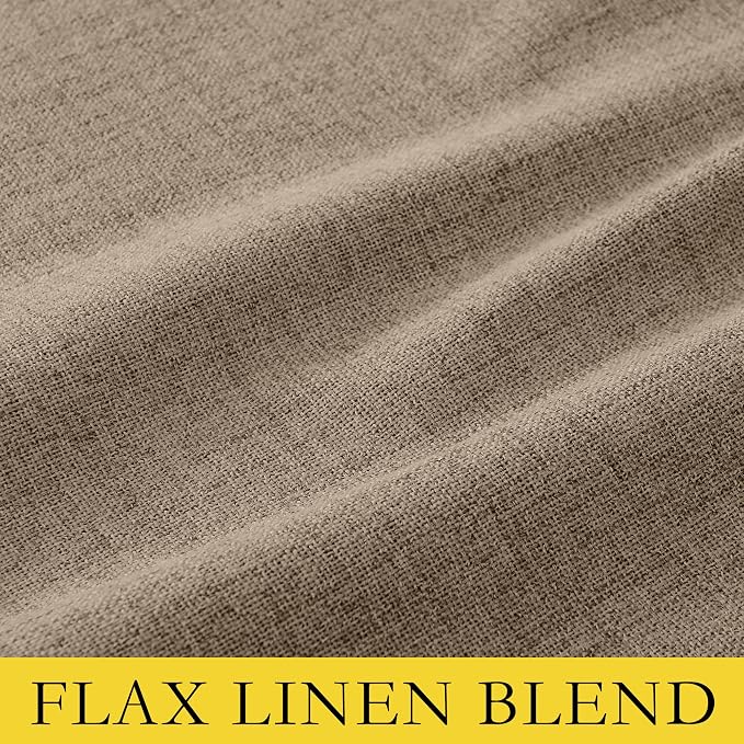 NICETOWN 100% Blackout Linen Curtains 84 inches Long 2 Panels, Thermal Insulated Curtains with Liners for Bedroom, Farmhouse Style Privacy Window Draperies for Living Room, Burlap, W42 per Panel