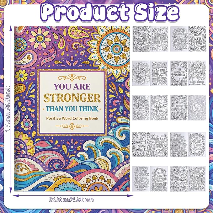 Liliful 144 Pcs Mandala Inspirational Coloring Book Bulk Mini Coloring Books with Positive Quotes, Stress Relief Drawing Book for Kids Adults DIY Art Party Favors Goodie Bag Filler Holiday Gifts