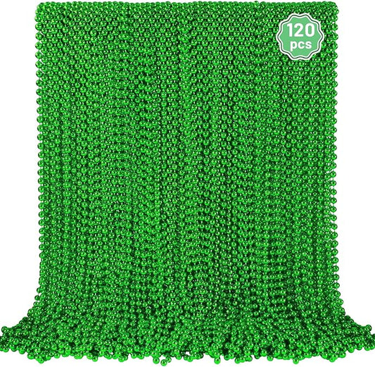 YAXINRUI 120 PCS St. Patricks Day Necklaces, Green Mardi Gras Christmas Bead Necklaces, 33" St. Patrick's Day Green Beads St. Patricks Day Accessories for Mardi Gras, St. Patricks Day Party Favors