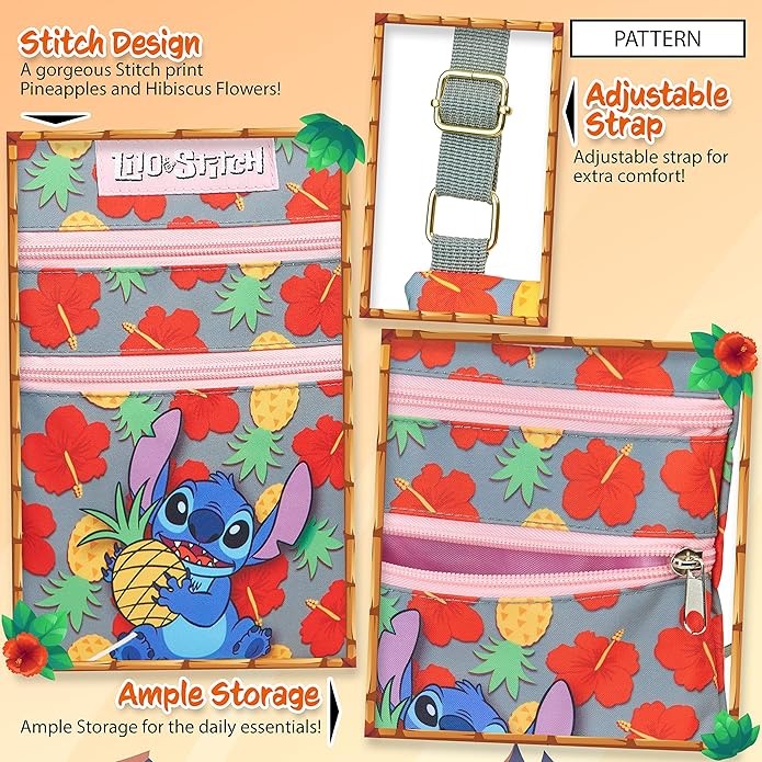 Disney Stitch Crossbody Bags for Women Teenagers Girls Purse Sling Shoulder Bag for Shopping Vacation Gifts for Her