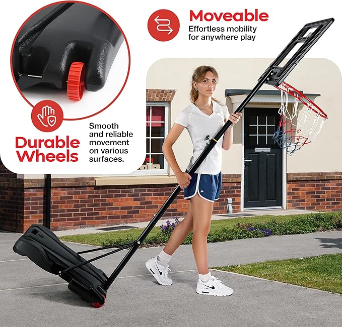 Kids Basketball Hoop Outdoor - 33 inch Backboard, 70-84in Adjustable Height, Portable Basketball Hoops & Goals for Kids/Teenagers/Youth in Backyard/Driveway/Indoor - Fillable Base