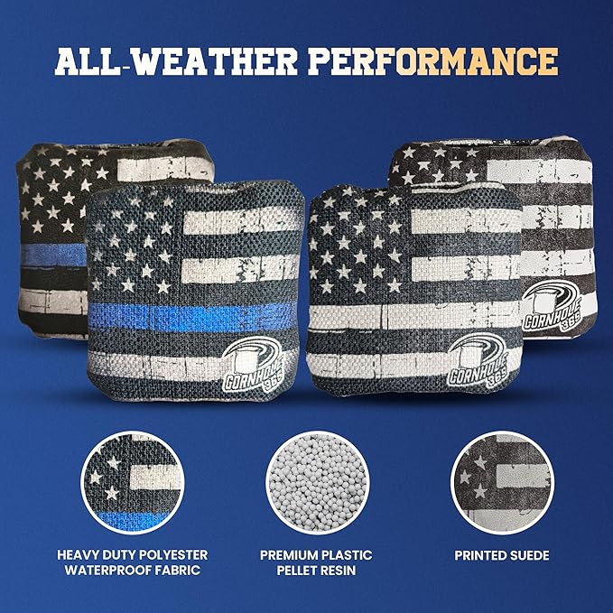 Cornhole365 - Stick & Slide - Professional Corn Hole Bag - Heavy-Duty Double-Stitched Polyester Fabric & Resin Filling for All-Weather - Versatile Regulation Size Cornhole Bean Bags - Set of 8