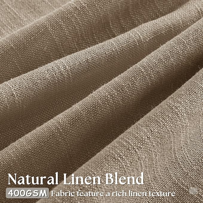 Light Brown Pinch Pleated 105 Inch Curtains 2 Panels Set for Windows White Linen Blend Curtains Pinch Pleat Back Tab Privacy Light Filtering Latte Drape with Hooks and Rings for Living Room Bedroom