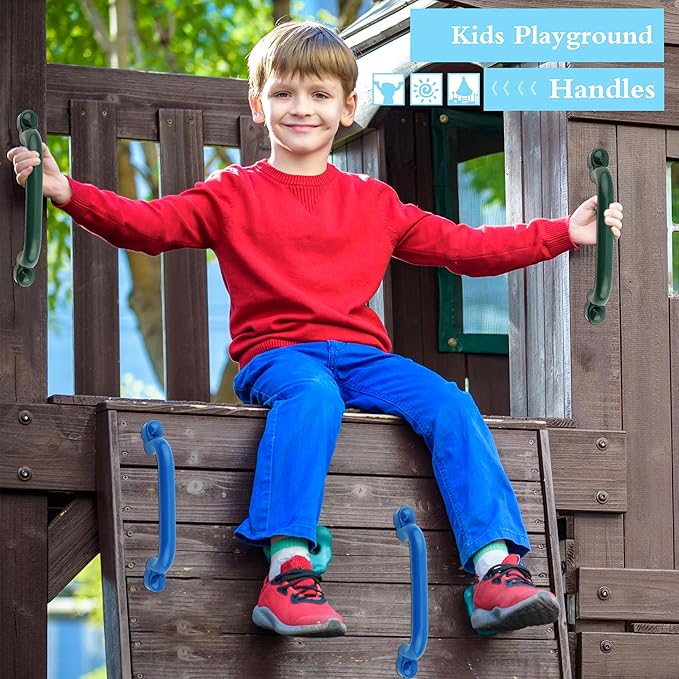 4 Pieces Kids Playground Safety Handles Swingset Grab Handle Playground Accessories for Child Backyard Playhouse Treehouse