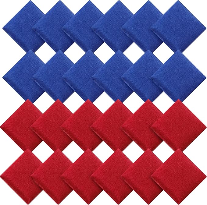 Sotiff 24 Pcs Bean Bags Mini Nylon Cornhole Bean Bags for Kids Tossing Fun Sports Outdoor Family Games Carnival Toy Patriotic Small Beanbag Hand Toss Party Game Supplies for Kid Adult(Blue Red)