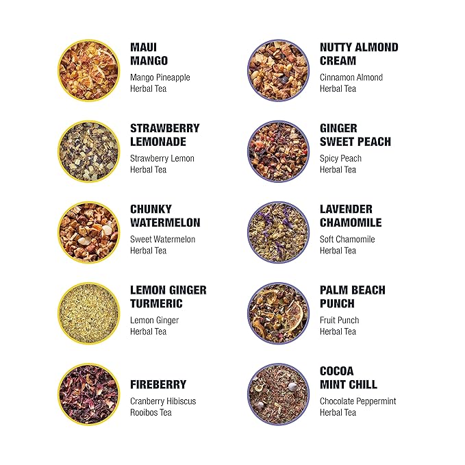 Tiesta Tea - Discovery Sampler Dry Flight Set, Loose Leaf, High to No Caffeine, Hot & Iced Up to 200 Cups, Tea Variety Pack with Green, Herbal, Black & Chai Brew, 20 Resealable Sample Pouches