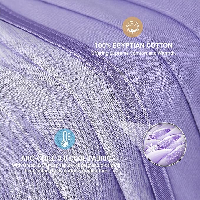 Elegear Arc-Chill 3.0 Cooling Blankets for Hot Sleepers, Queen Size, Purple | Q-Max>0.5 Cooling Fabric, Absorbs Heat to Keep Body Cool, Breathable Summer Blankets for Night Sweats & Menopause, 79"x86"