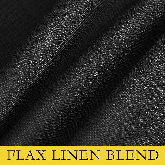 NICETOWN Vintage Open Linen Weave Flax Thermal Curtains, 100% Blackout Curtains 54" Long for Dining Room, Soundproof Window Treatment Drapes for Cafe, Black, 42" Wide Per Panel, Set of 2