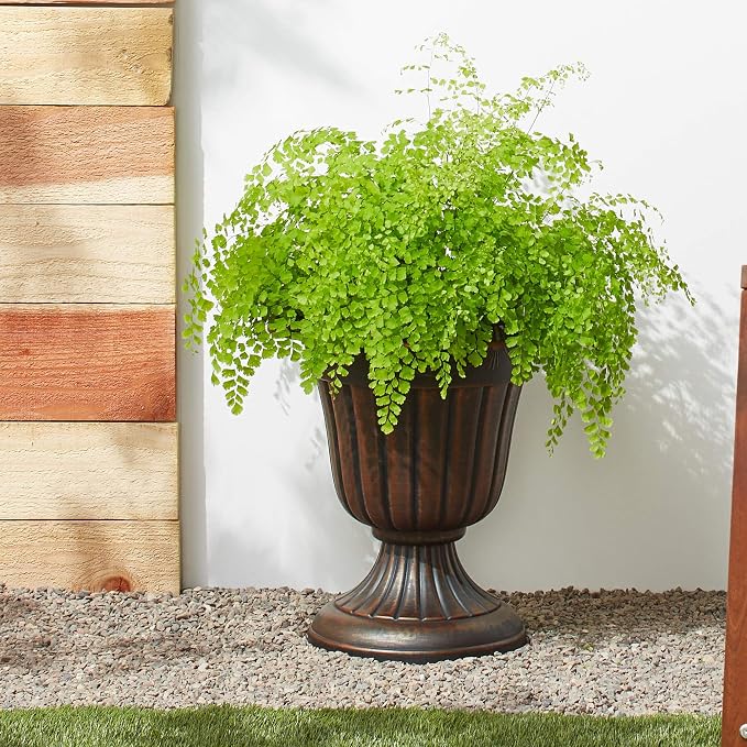 Arcadia Garden Products PL20CP Classic Traditional Plastic Urn Planter Indoor/Outdoor 10" x 12", Brushed Copper