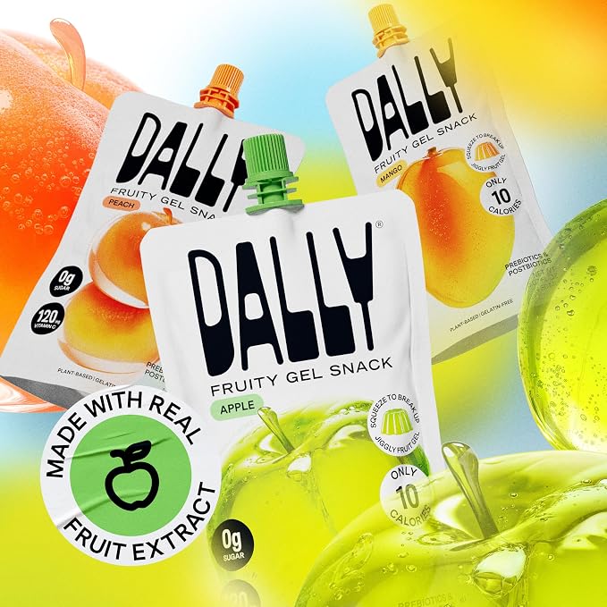 Dally Apple Drinkable Konjac Jelly, 10 Pouches, Korean Fruit Snack | Sugar free, keto and gluten free; prebiotics, postbiotics and vitamin C for skin and immune health