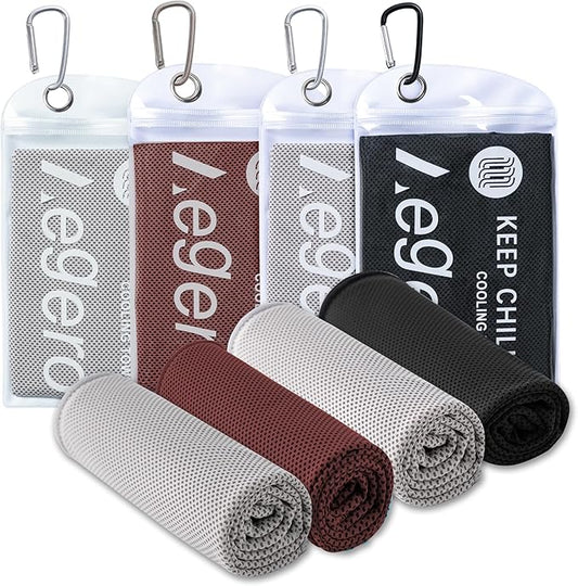 Aegero 4 Pack Cooling Towel (40"x12"), Cooling Neck Wraps,Soft Breathable Chilly Towel, IceTowel, Microfiber Towels for Yoga, Sport, RunninGym, Camping, Fitness, Workout & More Activities(Multicolor9)