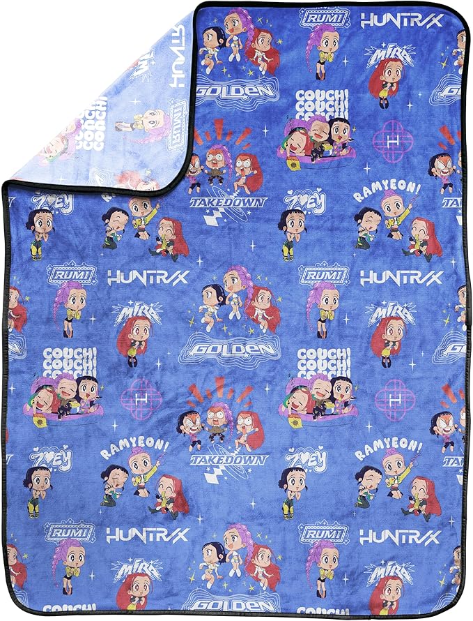 Jay Franco Kids Plush Throw Blanket – Ultra Soft Cozy Plush Fleece for Bed, Couch, Sofa, Home Décor, Official Licensed Huntrix, Purple - Kpop Demon Hunters, 40x50 - Travel Blanket