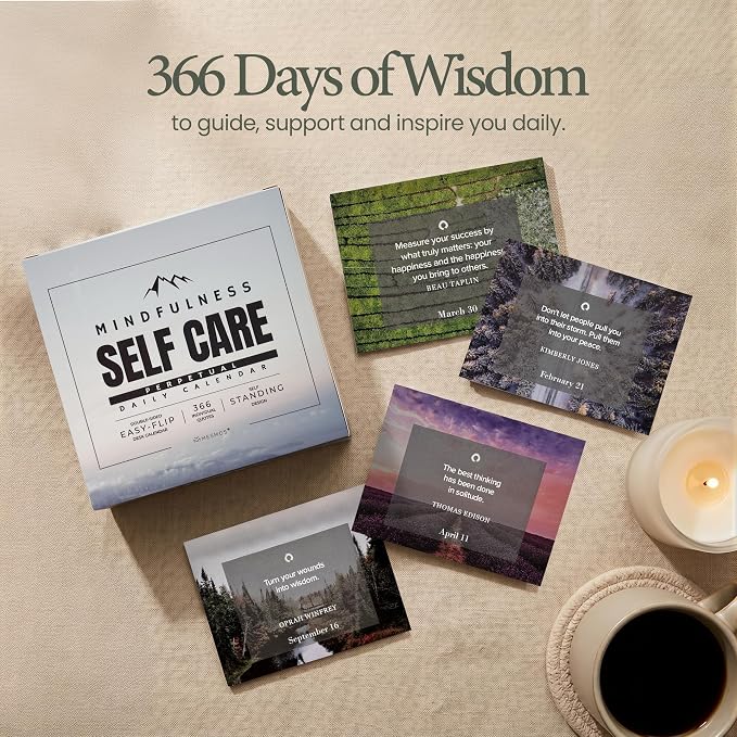 MESMOS 366 Mindfulness Daily Flip Calendar, Undated Perpetual Calendar, Desk Decor for Men & Women, Inspirational Gifts, Self Care Quotes, Office Desk Accessories, Stress Anxiety Relief Items
