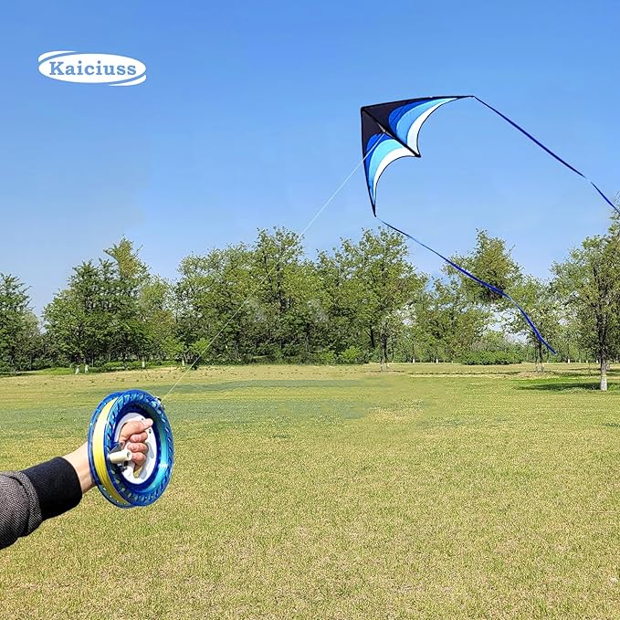 Delta Kite for Kids & Adults - Easy to Fly Large Single Line Beach Kite with 300ft String Handle Included, Perfect for Beginners, Teens