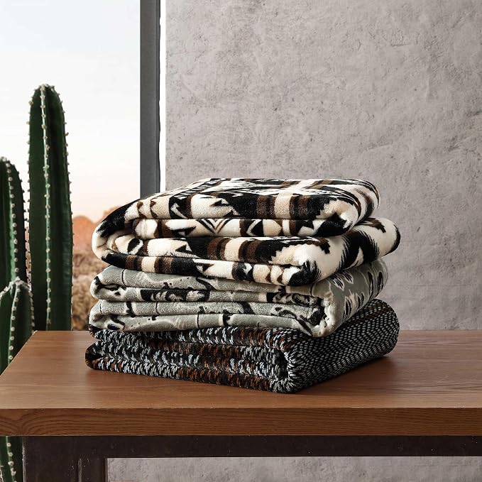 Wrangler - Blanket, Super Soft Plush Fleece Bedding, Yellowstone Inspired Throw Blanket for Couch or Bed (Nash Stripe Brown, 50" x 60")