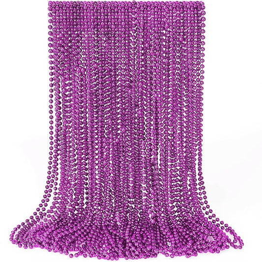 30PCS Mardi Gras Beads, Purple Beads Necklace Bulk Party Favors, 33" Necklaces Festival Parade Throw Accessories, Halloween Mardi Gras Wedding School Activities Celebrations Decorations