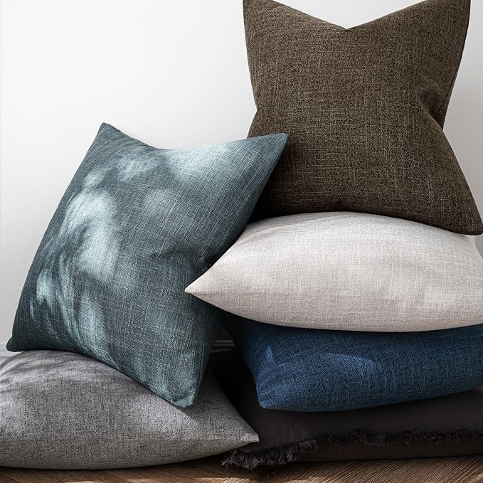 MIULEE Pack of 2 Linen Textured Pillow Covers, 18x18 Inch Dark Brown | Decorative Burlap Throw Pillowcases, Neutral Boho Farmhouse Accent Home Decor for Sofa Couch Bedroom Living Room