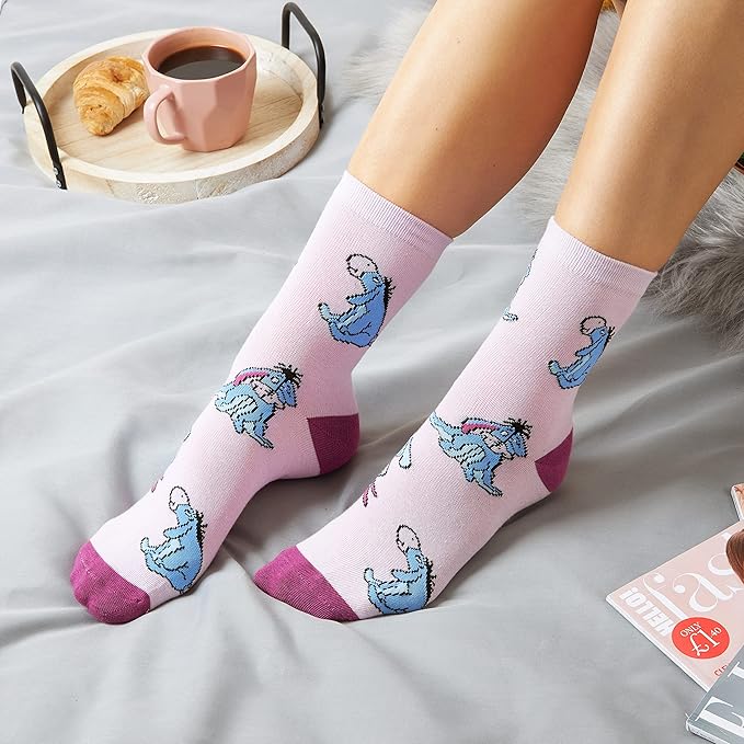 Disney Stitch Socks Gifts for Women Teens, US Size 4-9, Baby Yoda Pack of 5 Fuzzy Casual Crew Socks for Home Sleep Winter