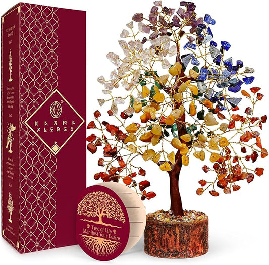 7 Chakra Tree of Life for Manifestation Unique Birthday Gifts for Women, Men, Friends, Handmade Home Office Decor Healing Crystal Tree for Money, Reiki, Good Luck, Anniversary Gifts for Her, Mom & Dad