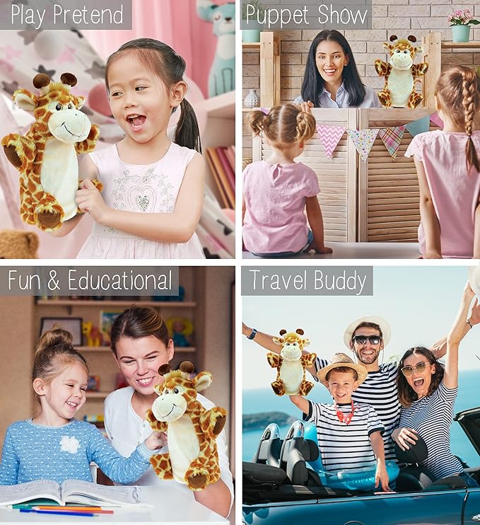 DolliBu Giraffe Plush Hand Puppet For Kids - Soft Plush Stuffed Animal Hand Puppet Toy for Puppet Show Games & Puppet Theaters for Kids, Adult Cute Puppets Educational Toy to Teach Children & Toddlers
