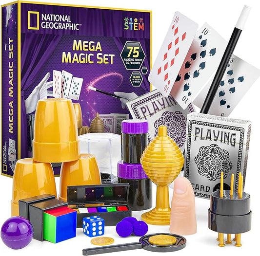 National Geographic Mega Magic Set - More Than 75 Magic Tricks for Kids to Perform with Step-by-Step Video Instructions for Each Trick Shown by a Professional Magician (Amazon Exclusive)
