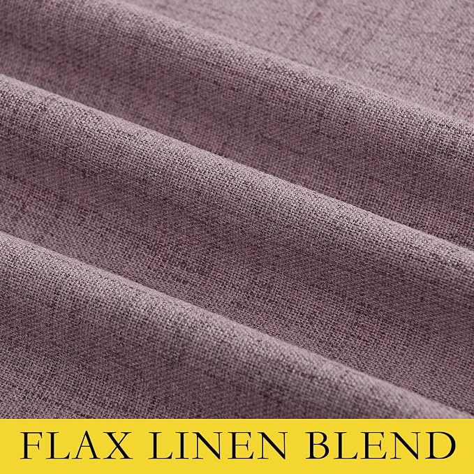NICETOWN Chaise Mauve Vintage Linen 100% Blackout Curtains for Living Room, Thermal Insulated Curtains 63" Long, Noise Reducing Window Treatment Drapes for Hall Room, 52" Wide Per Panel, Set of 2