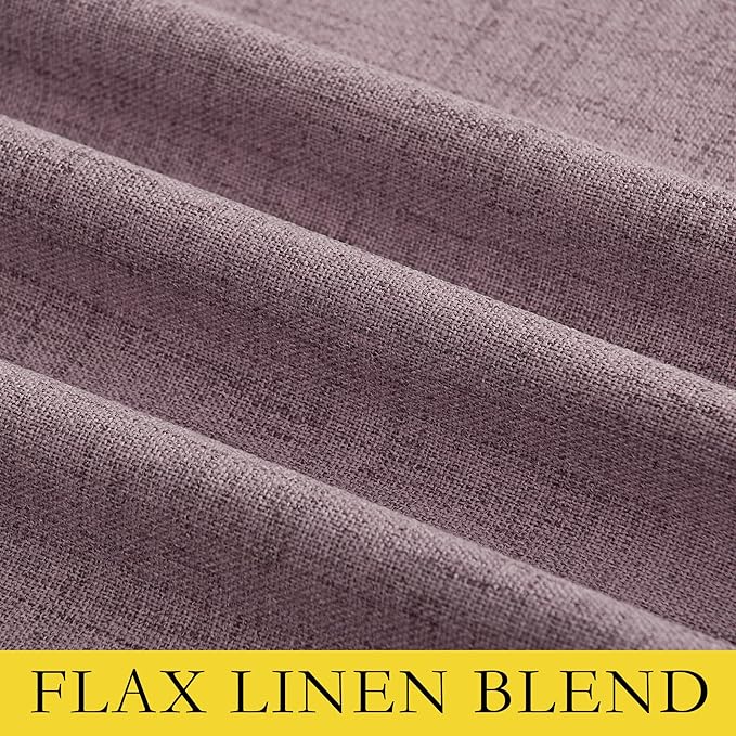 NICETOWN Chaise Mauve Vintage Linen 100% Blackout Curtains for Living Room, Thermal Insulated Curtains 72" Long, Noise Reducing Window Treatment Drapes for Hall Room, 52" Wide Per Panel, Set of 2