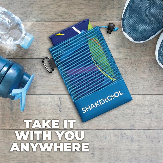 SHAKEitCOOL Original Cooling Towel – Soft, Lightweight, Heat Relief – Perfect for Biking, Running, Yoga, Gym, Gardening – MatchPoint