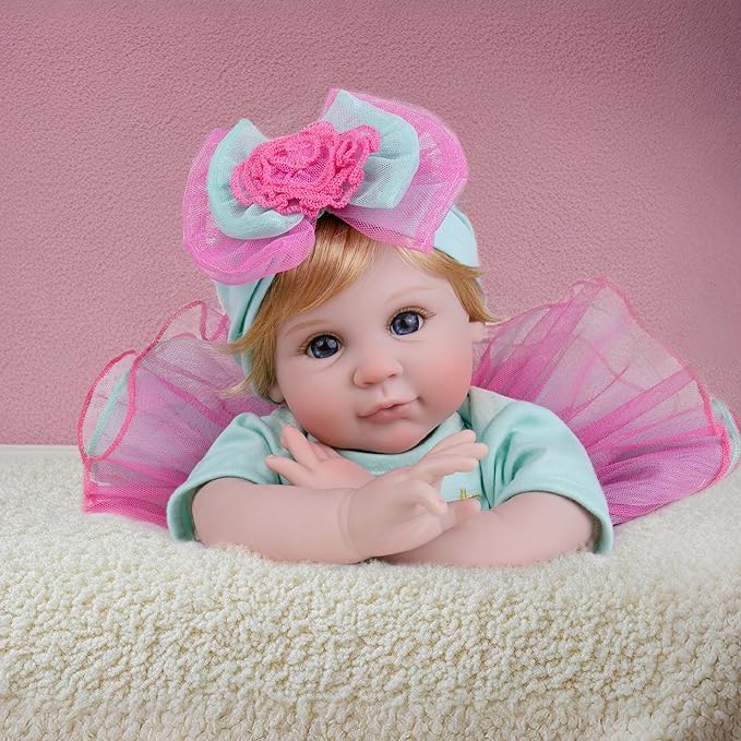 Milidool Reborn Baby Dolls, 22 inch Weighted Realistic Newborn Baby Girl Lifelike Newborn Girl Doll with Feeding Toy Accessories Set, Great Gift Set for Grandma Kids 3+