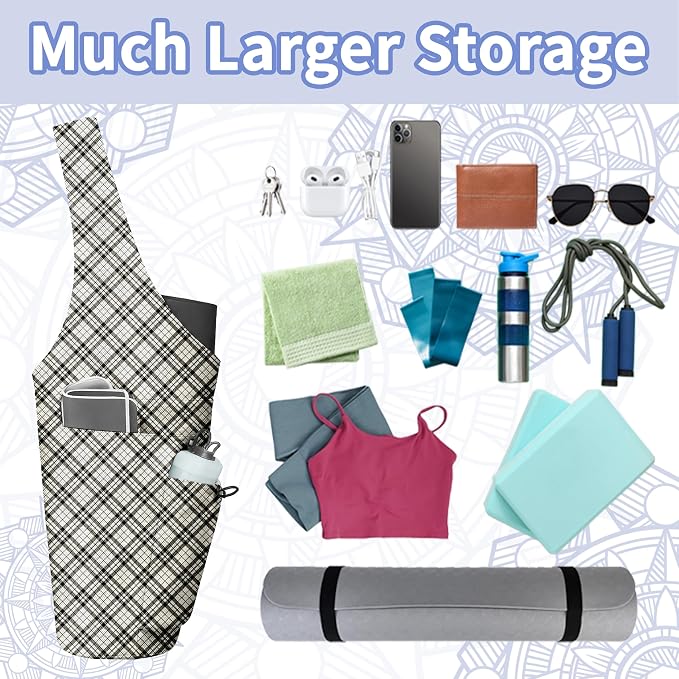 Yoga Bag for Women, Large Yoga Mat Bag Tote Carrier with Wet Dry Pocket, Water Bottle Holder & Adjustable Strap, Fits 1/2" Thick Yoga Mat for Gym, Pilates, Travel, Work