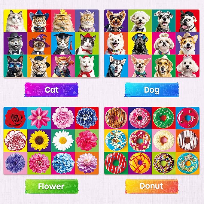 SYNARRY 100 Piece Puzzles for Kids Ages 4-6, Cats Dogs Flowers Donuts Puzzles for Kids Ages 6-8, Large Jigsaw Puzzles for 4-8 Years Old, Educational Toys Gifts for 3-5 5-8 8-10 Years Old Boys Girls