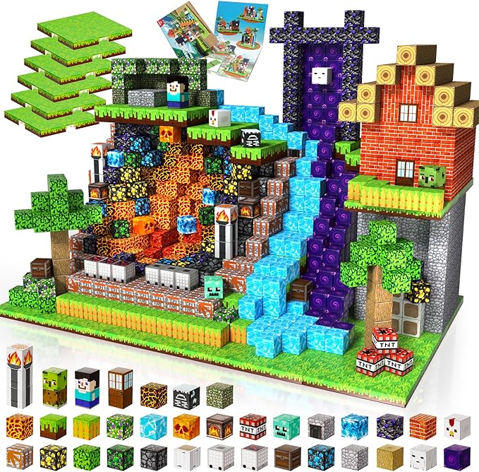 200PCS Magnetic Building Blocks with 6 Baseplate, Magnetic Blocks Cubes for Kids Ages 4-8, Stacking Magnet Blocks STEM Building Toys for Boys Girls Ages 3 4 5 6 7 8-12 Birthday Gifts
