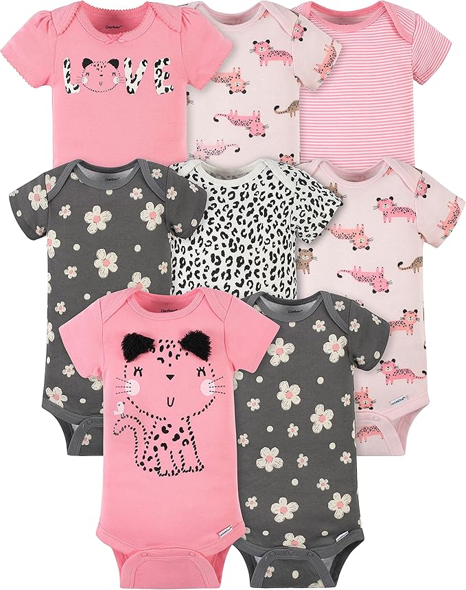 Gerber Baby Girls' 8-pack Short Sleeve Onesies Bodysuits