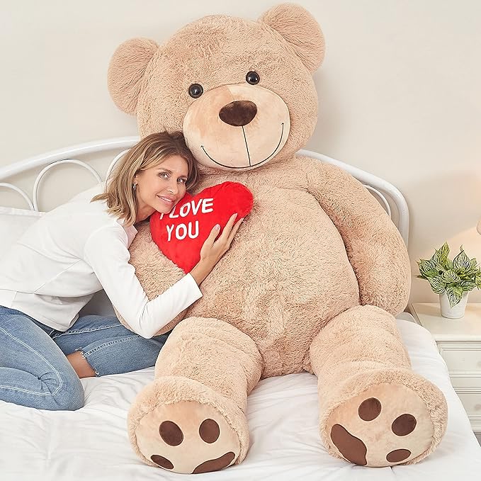 Tezituor Giant Teddy Bear 6ft Stuffed Animals - “I Love You”Red Heart Jumbo Human Size Teddy Bear for Girlfriend,Boyfriend,Wife,Lover-Birthday, Anniversary, Valentines, or Long Distance