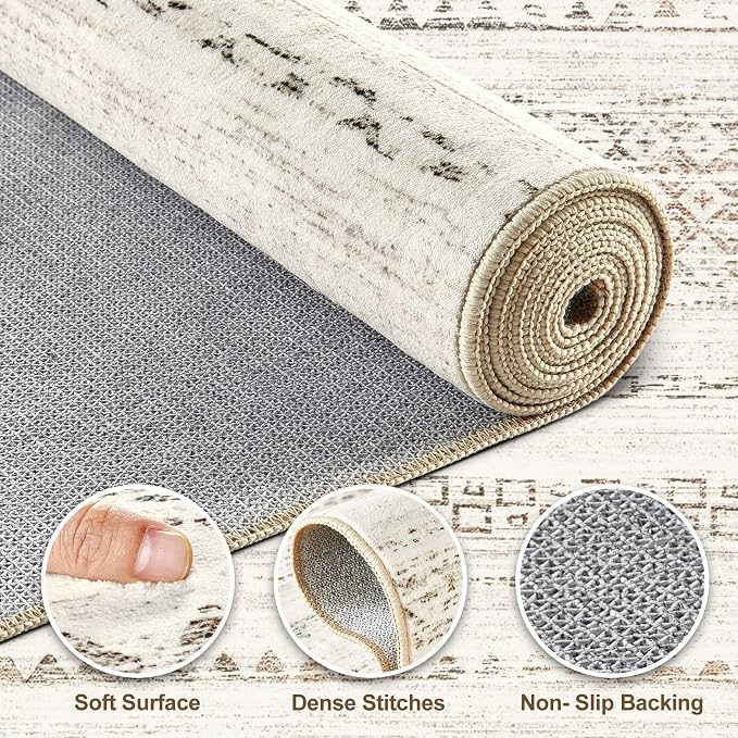 Nakagishi Boho 5x7 Area Rug Living Room Rugs Machine Washable Colorful | Soft, Pet & Kid Friendly, Carpet for Living Room/Bedroom/Office/Kitchen/Nursery, Daily Home Decor Stain Resistant Moroccan