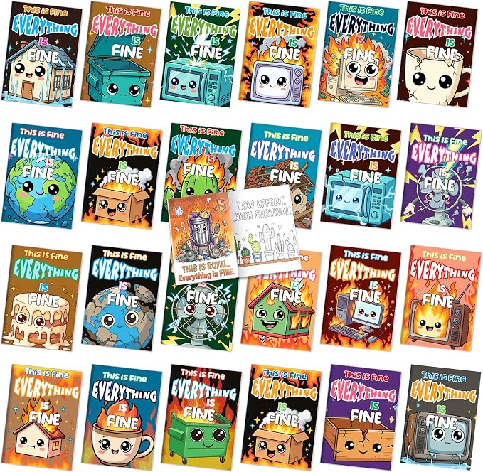 Liliful 24 Pcs Dumpster Fire Coloring Book Set Mini This is Fine Color Books Bulk Adult Humor Coloring Books for Stress Relief Office Leisure Humor Enthusiast Gifts