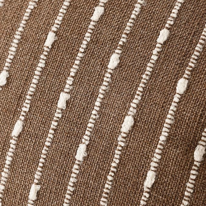 Foindtower Pack of 2 Decorative Jacquard Boucle Lumbar Throw Pillow Covers Accent Textured Striped Pillowcases Cozy Boho Cushion for Couch Sofa Bedroom Living Room Home Decor 12x20 Inch Brown