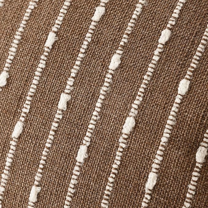Foindtower Pack of 2 Decorative Jacquard Boucle Throw Pillow Covers Accent Textured Striped Pillowcases Cozy Modern Cushion for Couch Sofa Bedroom Living Room Home Decor 18x18 Inch Brown