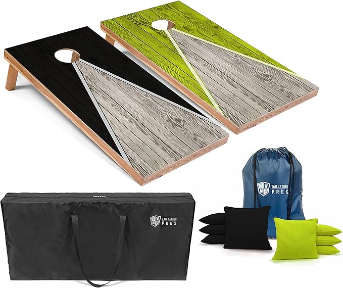 Tailgating Pros Lightweight Pyramid Design Cornhole Board Set w/Bean Bags and Carrying Case - 4'x2' Regulation Cornhole Game