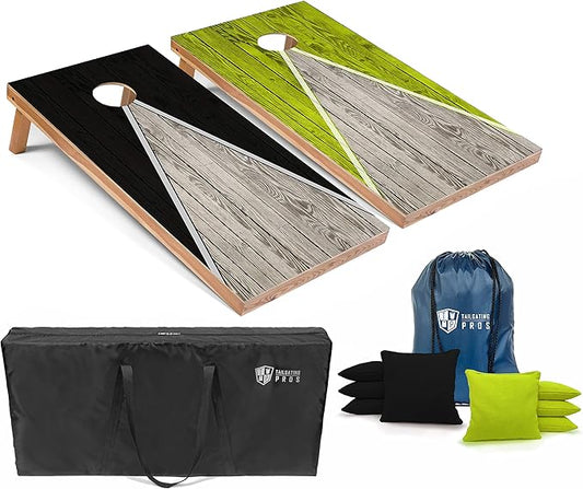 Tailgating Pros Lightweight Pyramid Design Cornhole Board Set w/Bean Bags and Carrying Case - 4'x2' Regulation Cornhole Game